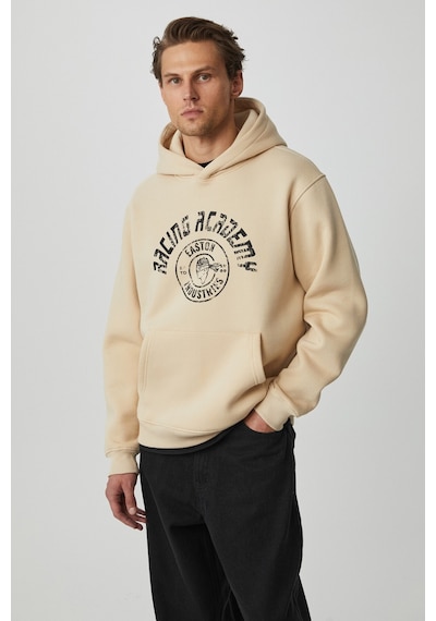 Grımelange Edgar  Erkek Yumuşacık Kapüşonlu Oversize Bej Sweatshirt