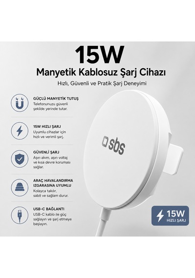 Sbs Qi2 15w Magsafe Uyumlu Kablosuz Şarj Standı Entegre Usb-c Kablo Katlanabilir Stand Manyetik Kablosuz Şarj Cihazı Beyaz Sbs Qi2 15w Magsafe Uyumlu Kablosuz Şarj Standı Entegre Usb-c Kablo Katlanabilir Stand Manyetik Kablosuz Şarj Cihazı Beyaz