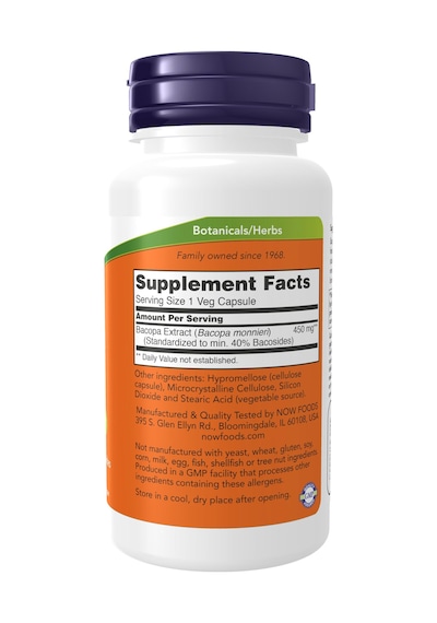 Now Foods, Bacopa Extract Ayurveda 450 Mg, 90 Veg Caps