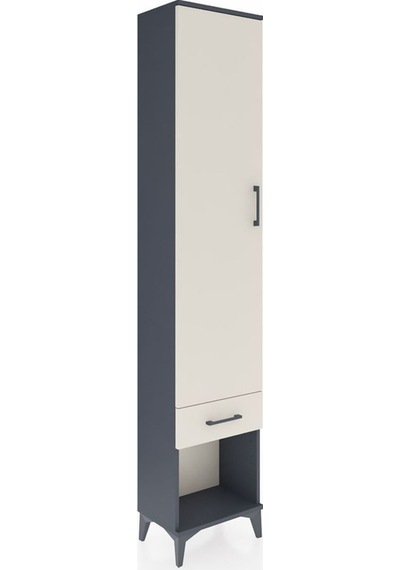 Arges Dolap 4 Raflı Tek Çekmeceli Tek Kapaklı 44x30x221 Antrasit-aytaşı Antrasit