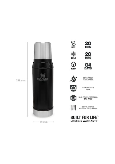 Stanley Klasik Vakumlu Paslanmaz Çelik Termos 0.75 Lt - Matte Black Pebble Siyah