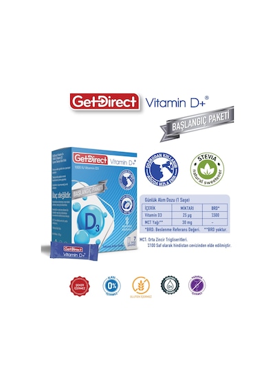 Vitamin D+ Başlangıç Paketi 1000 Iu Vitamin D3 Içeren Takviye Edici Gıda 7 Saşe