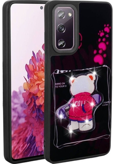 Galaxy S20 Fe Kılıf Parlayan Kabartmalı İkonik Figürlü Zore Amas Silikon Kapak Siyah