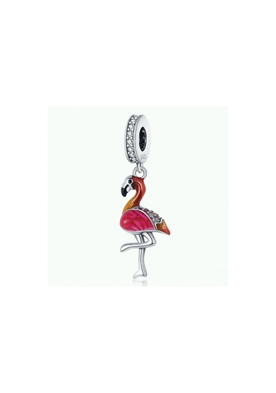 Nur Silver Kırmızı Kırmızı Flamingo Gümüş Charm - NUR-CM00373