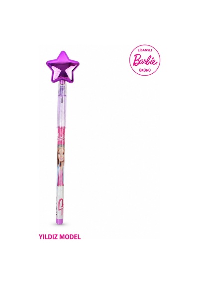 Bakgelal Barbie Yıldız Figürlü Geçmeli Silgili Kalem Eğlenceli Kırtasiye Kalemi - 9019177673314 Açık Mor