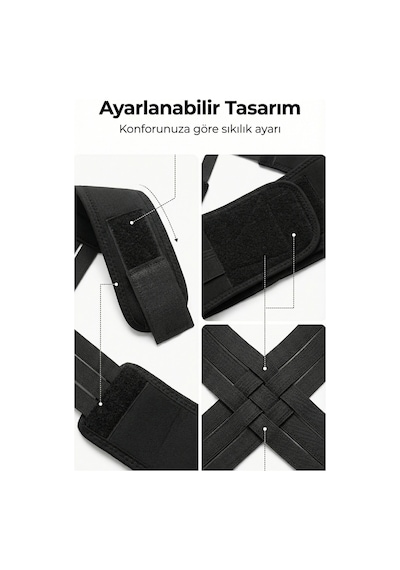 Elilom Premium Dik Duruş Korsesi Omuz Sırt Ve Bel Destekli, Cırtlı Çapraz Tasarım Siyah