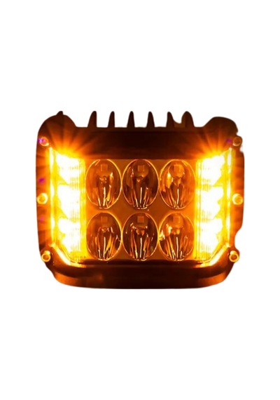 Off Road Motosiklet 45w 12 Led 10cm Beyaz Turuncu Çakarlı Kare Sis Farı Çalışma Lambası 2 Adet Sağ Sol