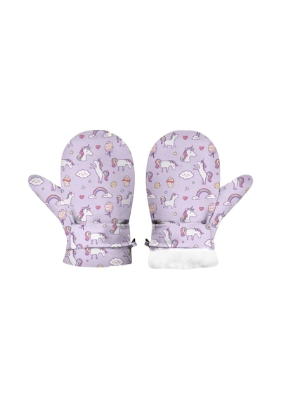 Petityu Lila Unicorn İçi Pufudik Sıcak Tutan Yumuşacık Eldiven Lila