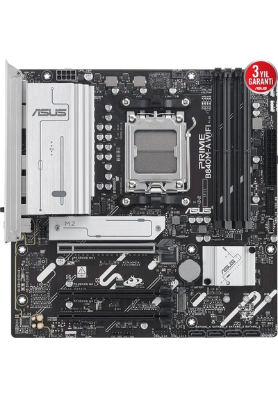 Asus Prıme B840m-a Wıfı, 4xddr5, 3x M.2, Hdmı, 2x Dp, Type-c, Wı-fı 6e, Bluetooth 5.3, Am5 Soket Gamıng Anakart