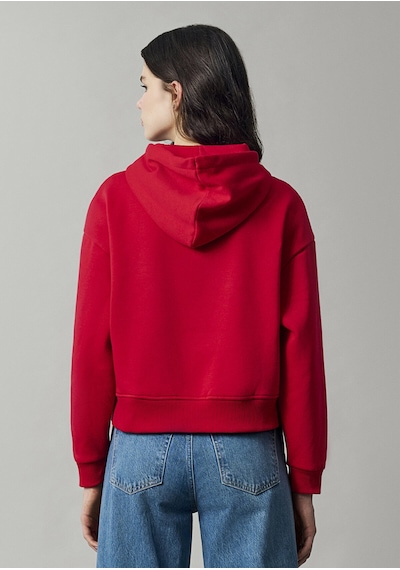 Mavi Fermuarlı Logo Sweatshırt Kırmızı