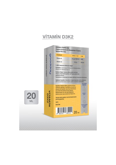 Goodday Vitamin D3 K2 1000 Iu D3 + K2 20 Μg 20 Ml Sprey Yeni Ambalaj Takviye Edici Gıda