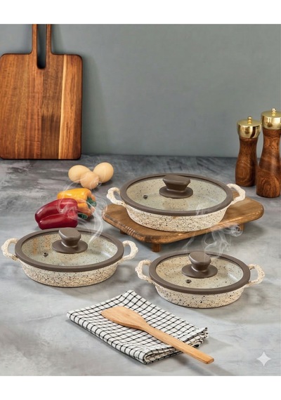 İnci Döküm 18-20-22 Cm Sahan Set Siyah Gümüş