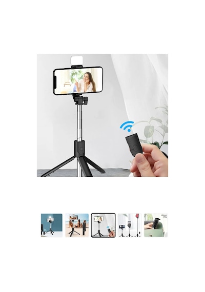 Bluetooth Lu Led Işıklı Selfie Çubuğu Uzaktan Kumandalı Yatay Özçekim Tripod