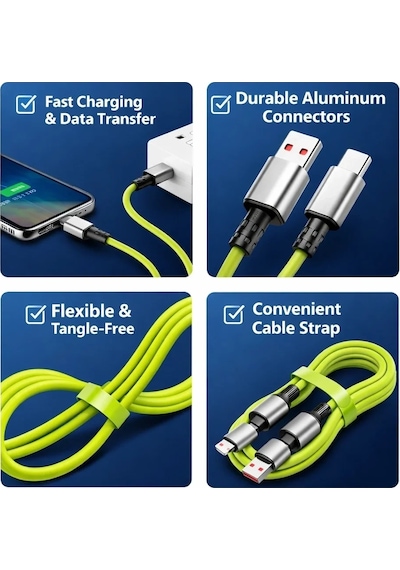 4-in-1 240w Pd Hızlı Şarj Kablosu Type-c Lightning Destekli Pl-8632 5468