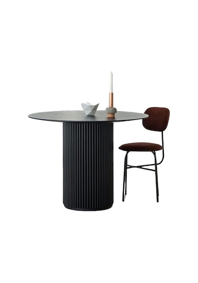 Breeze Yuvarlak Ahşap Bohem Masa 90x90 Siyah