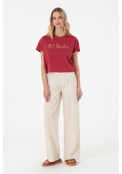 U.S. Polo Assn. Kadın Vişne Bisiklet Yaka Tişört 50299735-VR223