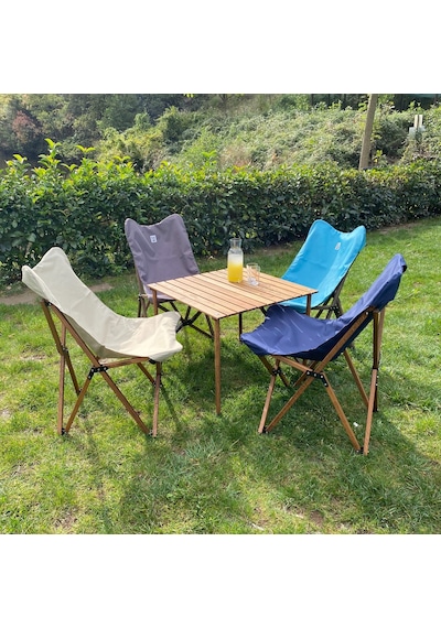 Bag The Joy Ahşap Masa Sandalye Set Kahverengi-lacivert70 70 55cm Lacivert