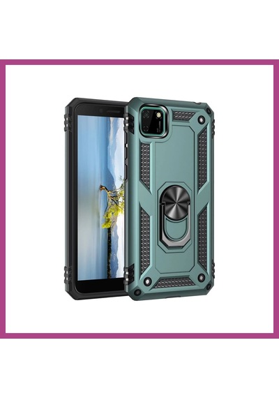 Gees Global Huawei Y5p Uyumlu Kılıf Sofya Yüzüklü Silikon Kapak - Yeşil Gbzs