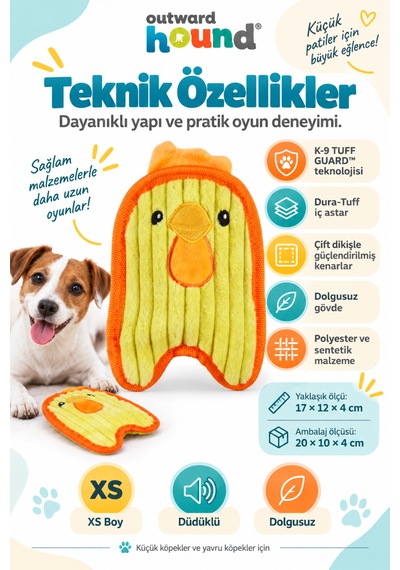 Outward Hound Durablez Chicky Düdüklü Peluş Köpek Oyuncağı Xs