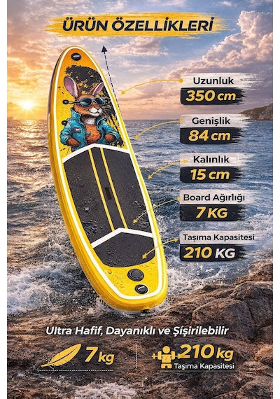 Paddle Board Sup Bodi Bunny Cool Şişme Stand 350x84x15cm Full Set