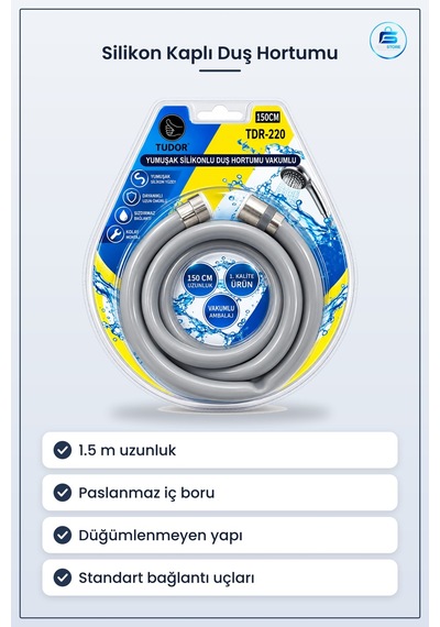 Duş Hortumu Yumuşak Silikon 1.5 M Paslanmaz Banyo Tesisatı Esnek
