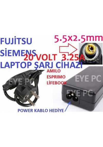 Fujitsu  Siemens Uyumlu  Lifebook Laptop  Şarj Adaptörü Şarj Aleti