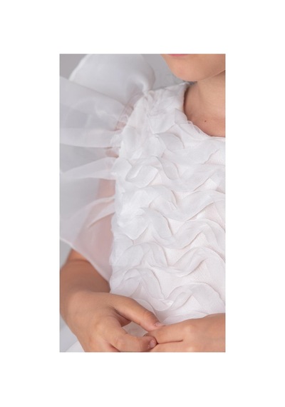 Mnk Baby & Kids Maronia Kız Çocuk Prenses Model Abiye Elbise - Pembe M00746 Beyaz