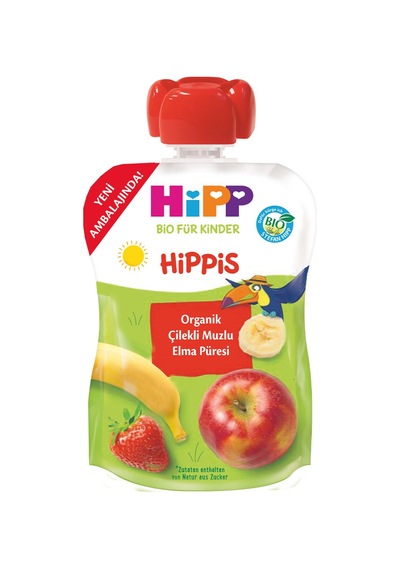 Hipp Organik Çilekli Muzlu Elma Püresi 100 G - 8 Adet Tarı