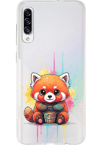 Samsung Galaxy A30s İle Uyumlu Splash Tilki Tasarımlı Şeffaf Silikon Kılıf Şeffaf