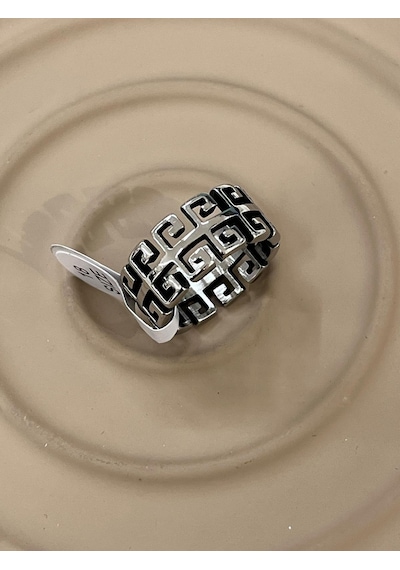 Premium Gümüş Renk Parlak Desenli 316l Çelik Yüzük 18 Ölçü