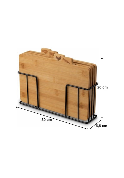 Bambu Standlı Kesme Tahtası 4lü Set - M7b11