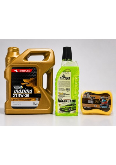 Petrol Ofisi Maxima XT 5W-30 Motor Yağı 4 L + Oto Şampuan 1000 ML + Yıkama Süngeri