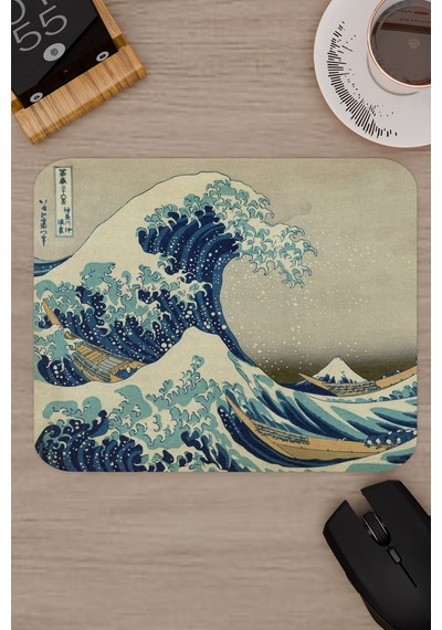 Büyük Dalga Tablo Hokusai V1 22x18 Gaming Kauçuk Kaymaz Taban Mouse Pad Fare Altlığı
