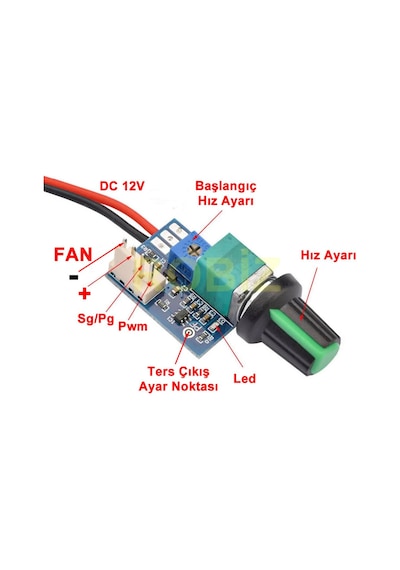 Dc 12v Pwm Fan Hız Kontrol Devresi Zfc4-1km Ayar Potlu Anahtarlı Pc Cpu