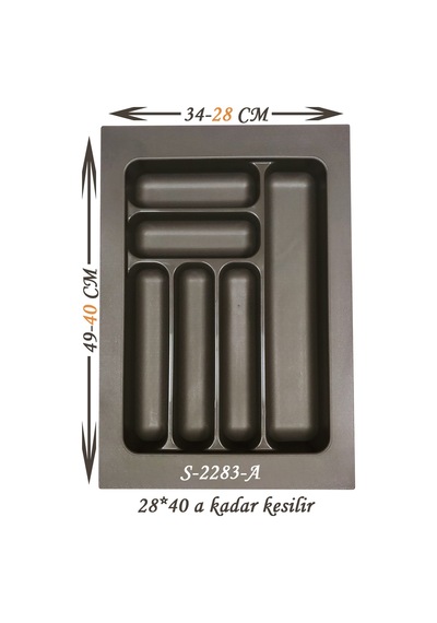 Starax S - 2283 - A Çekmece İçi Plastik Kaşıklık Antibakteriyel Modül 49 x 34 CM 6 Göz 40 CM Antrasit