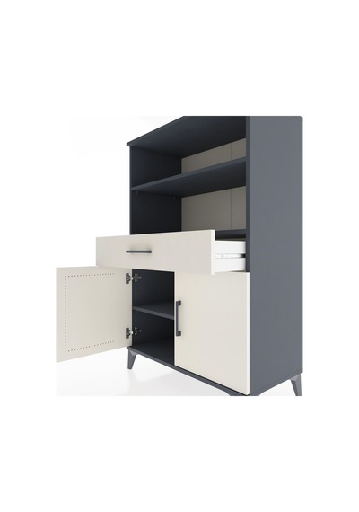 Hyperion Dolap 3 Raflı Tek Çekmeceli 2 Kapaklı 88x44x134 Antr... Antrasit