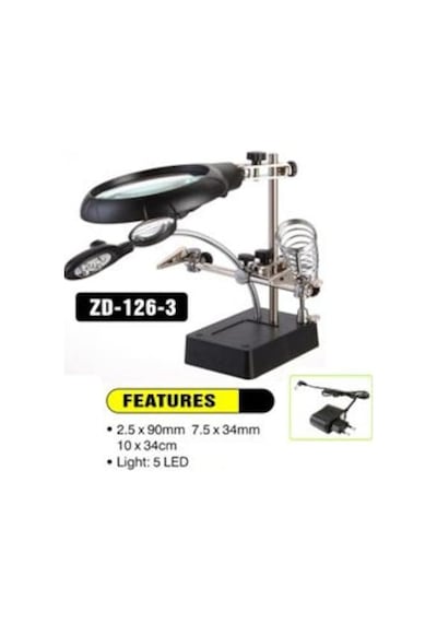 Büyüteçli 3. El Kart Tutuculu Havya Standı Zd 126-3 (Mg 16129C)