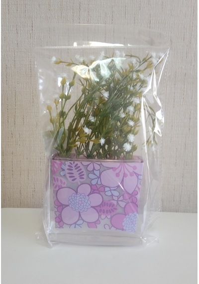 Vazoda Beyaz Yapay Çiçek Dekoratif Pembe Çiçekli Vazo Dahil 10 x 15 x 3 CM