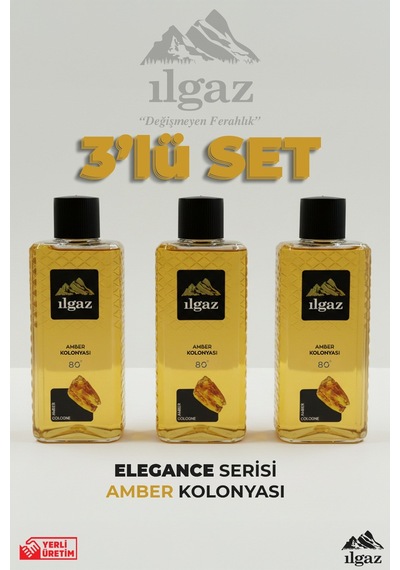 Ilgaz Amber Kolonyası 3'lü Set 80 Derece 400 Ml Elegance Series