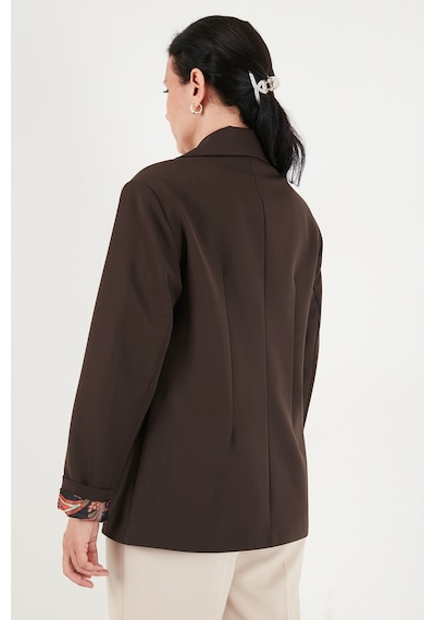 Lela Kruvaze Yaka Desenli Astar Detaylı Blazer Ceket Kadın Ceket 6523001 Kahve