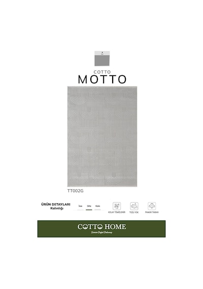 Cotto Motto Tt002g Gri Halı Modern Geometrik Çizgili Pamuk Taban Yıkanabilir Salon Mutfak Halısı