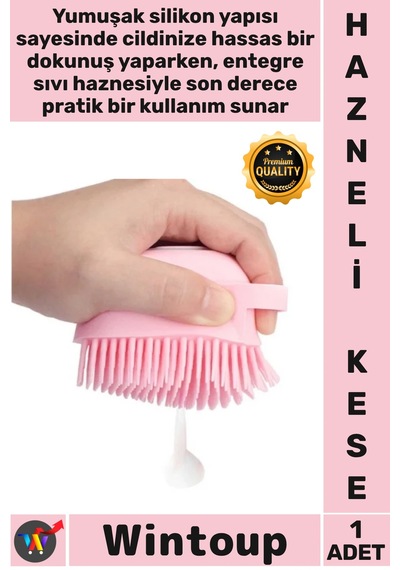 Kese Silikon Masaj Duş Fırçası Sıvı Sabun Haznesi Şampuan Dağıtan Yumuşak Cilt Hazneli Banyo Kesesi Çok Renkli
