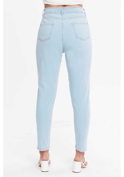 Shevega Kadın Buz Mavi Ön Contali Likrali Dar Paça Jeans Pantolon Buz Mavi