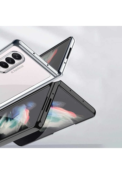Samsung Uyumlu Galaxy Z Fold 3 Kılıf Zore Kıpta Kapak Gümüş