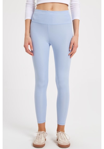 Tudors Kadın Slim Fit Dar Kesim Scuba Kumaş Beli Lastikli Mavi Tayt-42443 Mavi