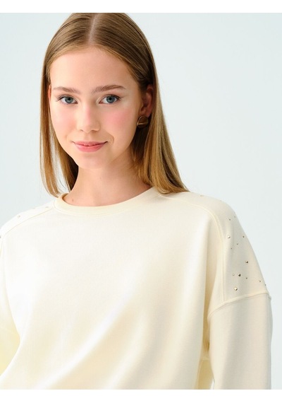 LOFT Long Crop Kadın Sweatshirt Lf2037666 Q1.v1 Ekru