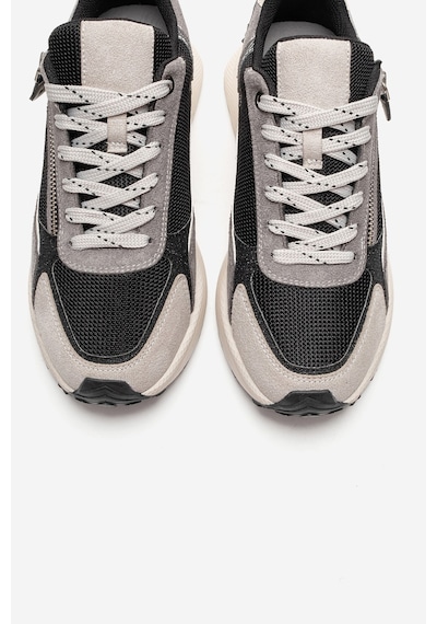 Luvishoes Rocca Buz Siyah Fermuar Detaylı Kadın Sneaker Buz Mavi - Siyah