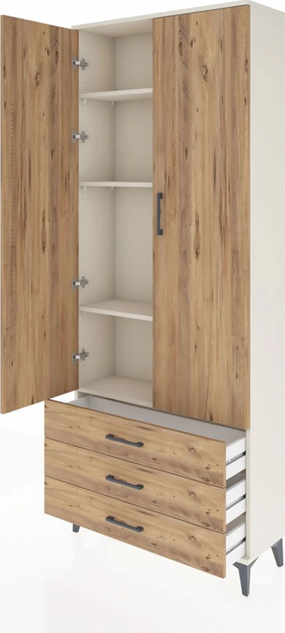 Arges Dolap 4 Raflı 3 Çekmeceli 2 Kapaklı 88x30x221 Aytaşı-çam Aytaşı