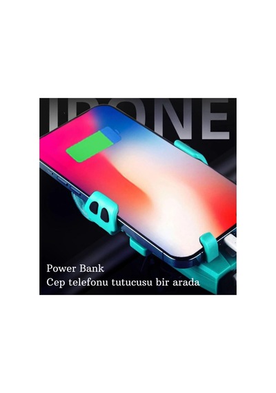 5in1 Bisiklet Feneri Şarjlı Telefon Tutucu+korna +sis Farı 3500 Mah Powerbank Scooter Lambası Yeşil Çok Renkli