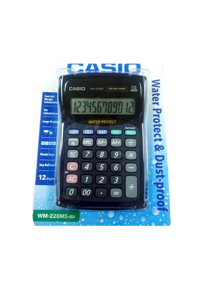 Casio WM-220MS-BU Suya ve Toza Dayanıklı Masaüstü 12 Hane Hesap Makinesi
